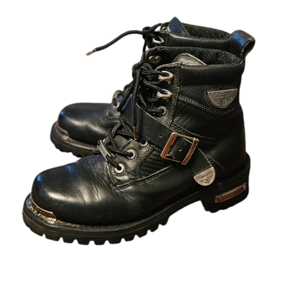 Milwaukee Men’s Motorcycle Black Boots Lace-up Size 7.5C